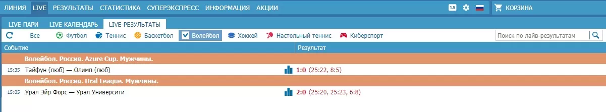 Волейбол лайв