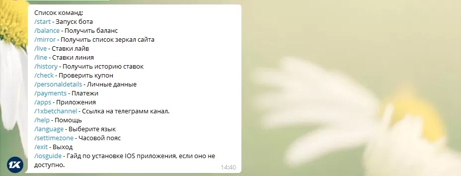 команды в телеге