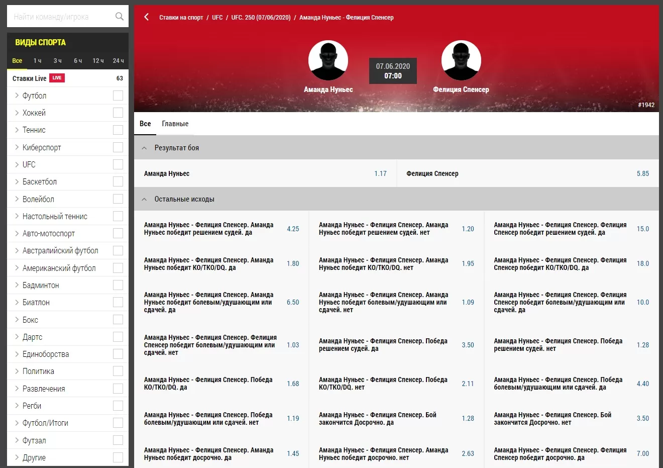 Роспись юфс в париматч