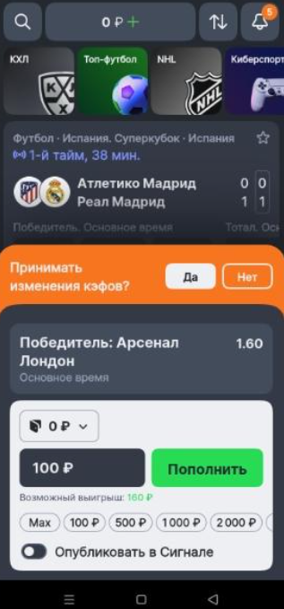 Как сделать ставку в приложении Лига Ставок