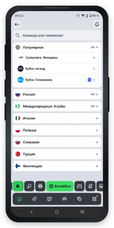 Линия по волейболу в Лиге Ставок