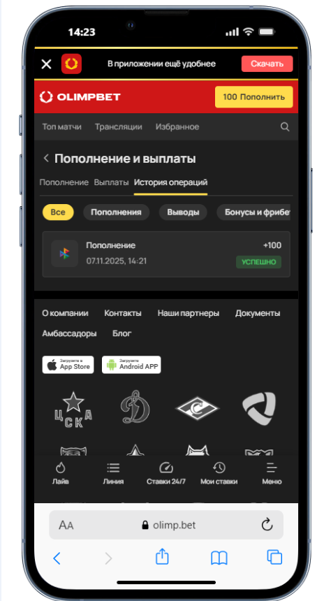 пополнен счет