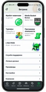 Меню личного кабинета Лиги Ставок с разделами