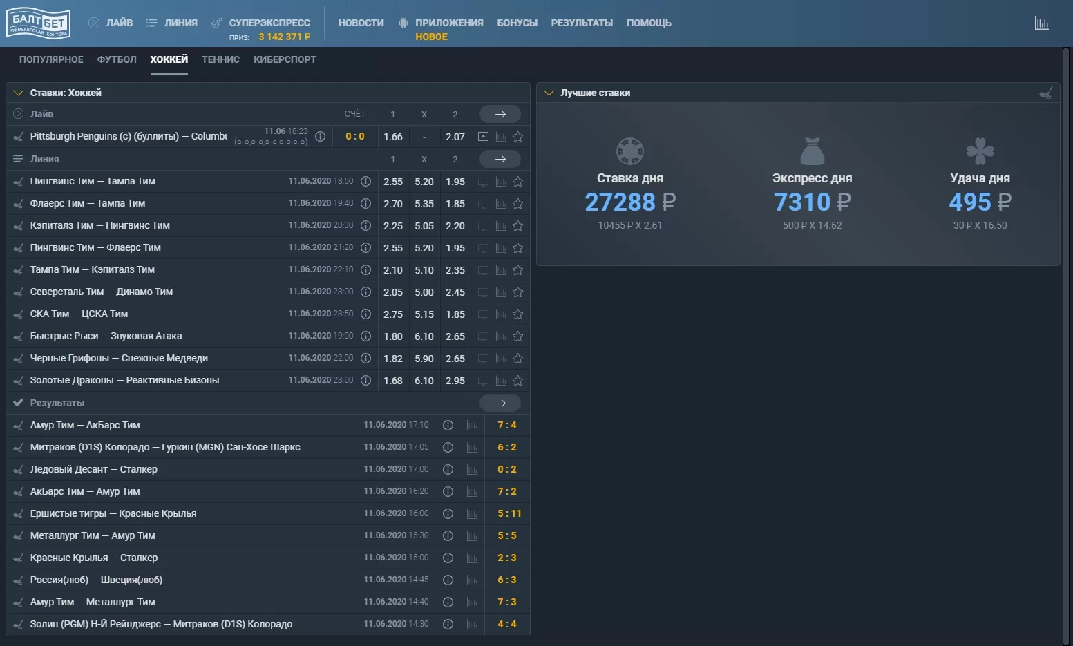 ставки на хоккей в www baltbet ru