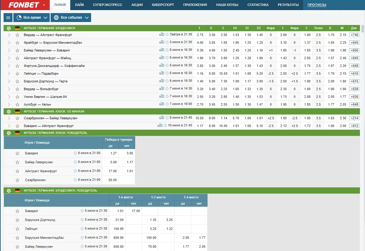 Ставки на Футбол в Фонбет