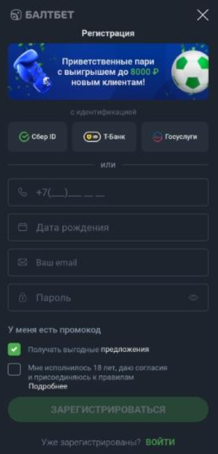 Как пройти идентификацию в мобильной версии Балтбет