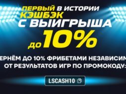 БК Лига Ставок даёт кэшбэк в размере 10%