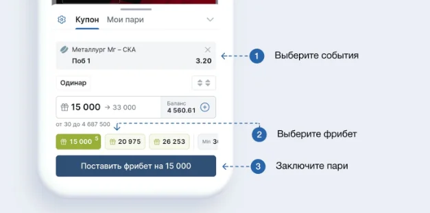 Процесс отыгрыша фрибета в БК Фонбет