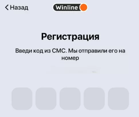 Форма куда вводить код из СМС Винлайн