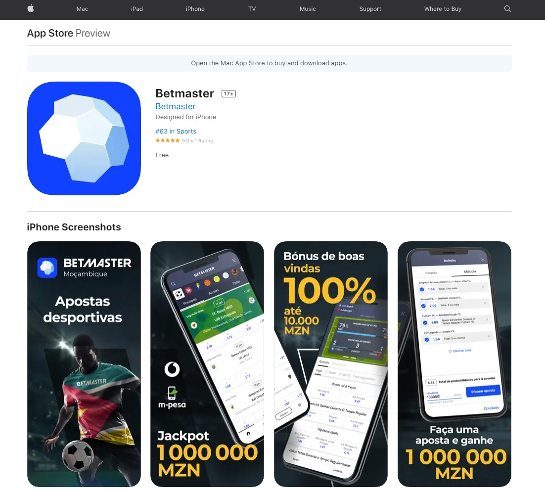 Приложение букмекера Бетмастер для iPhone (iOS) в App Store