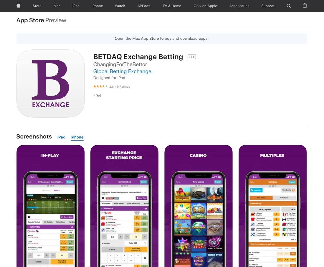 Приложение букмекера Betdaq для iPhone (iOS) в App Store
