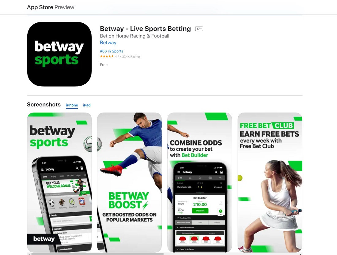 Приложение букмекера Betway для iPhone (iOS) в App Store