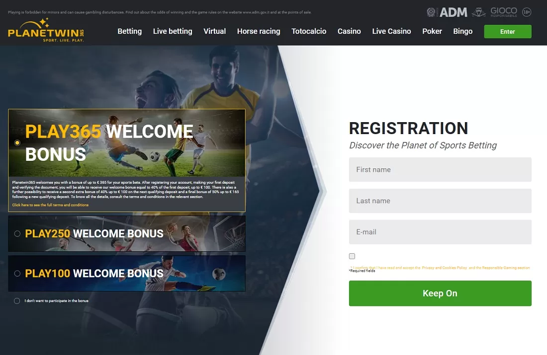 Регистрация в Planetwin365