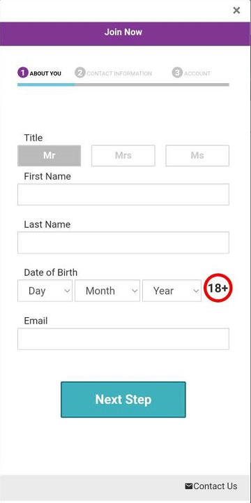 Интерфейс регистрации в приложении букмекерской конторы Betdaq на Айфон