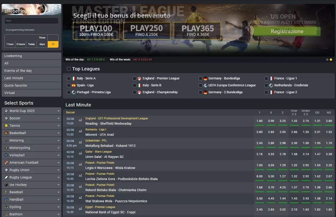 Линия ставок Planetwin365