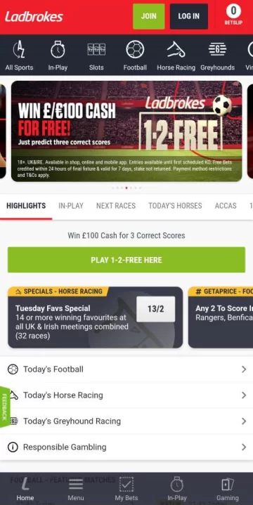 Интерфейс приложения БК Betsafe на Android