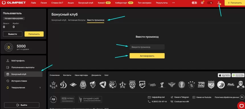 Бонусный код в Олимпбет