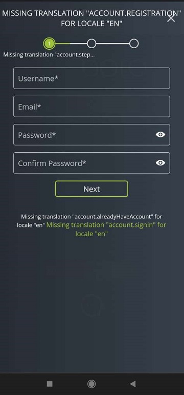Интерфейс регистрации в приложении букмекерской конторы Betboro для Андроид
