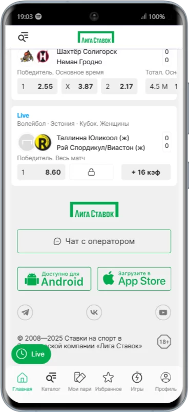 Скачать файл приложения apk на андроид Лига Ставок