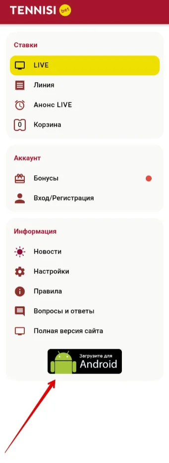 Не работает мобильное приложение в Тенниси Бет