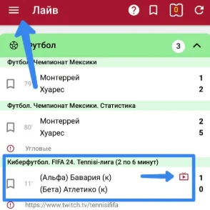 Как смотреть видео трансляции в БК Тенниси с телефона