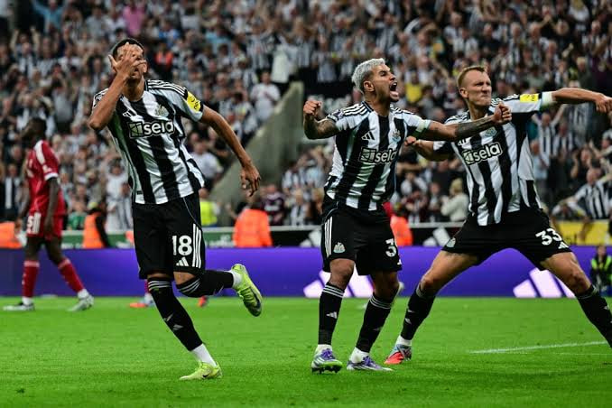 Игроки Ньюкасла празднуют забитый гол