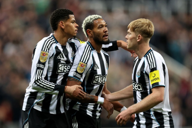 Игроки Ньюкасла празднуют свой гол
