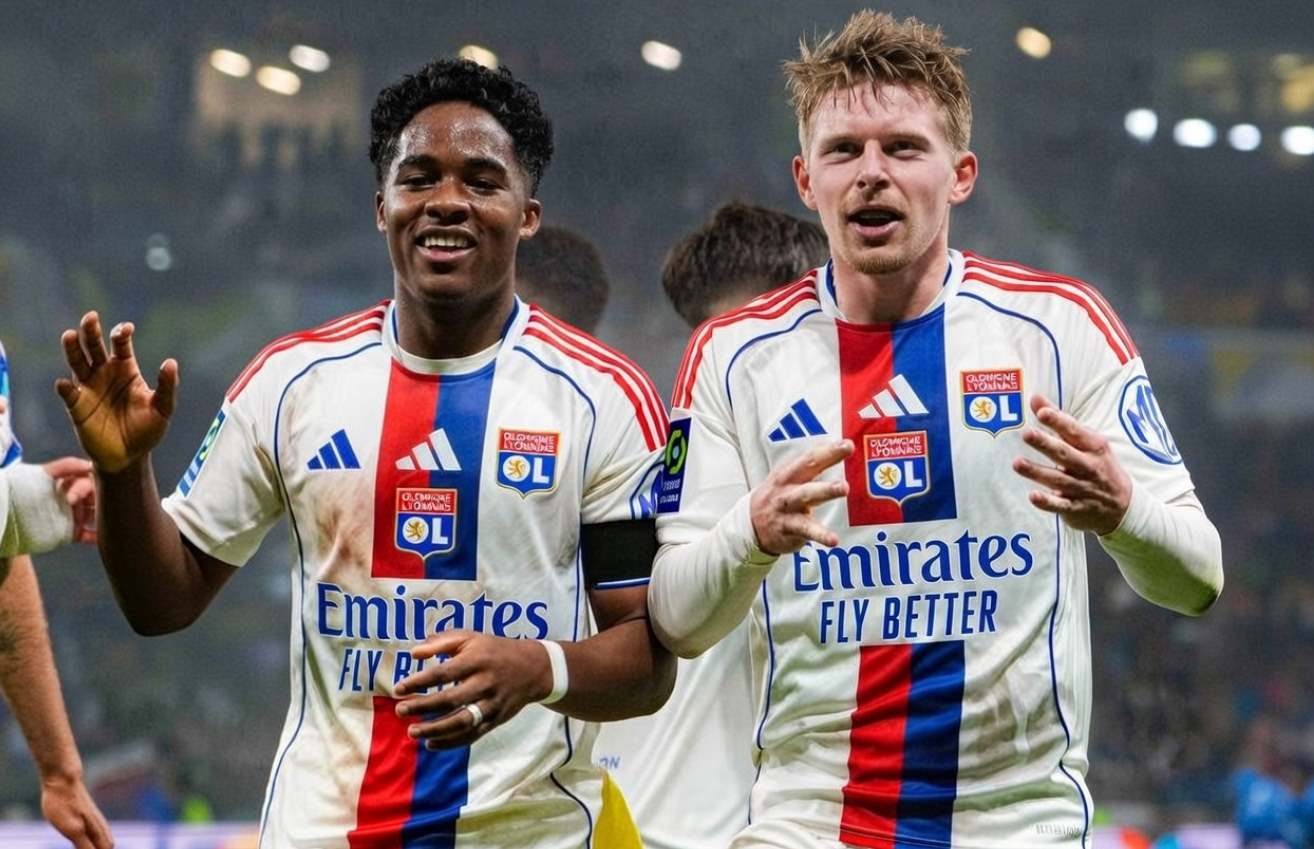 Игроки Лиона празднуют гол