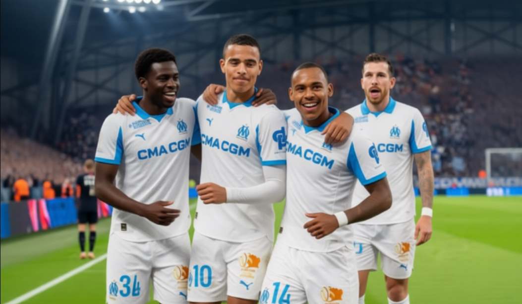 Игроки Марселя празднуют гол