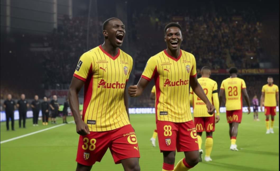 Игроки Ланса празднуют гол