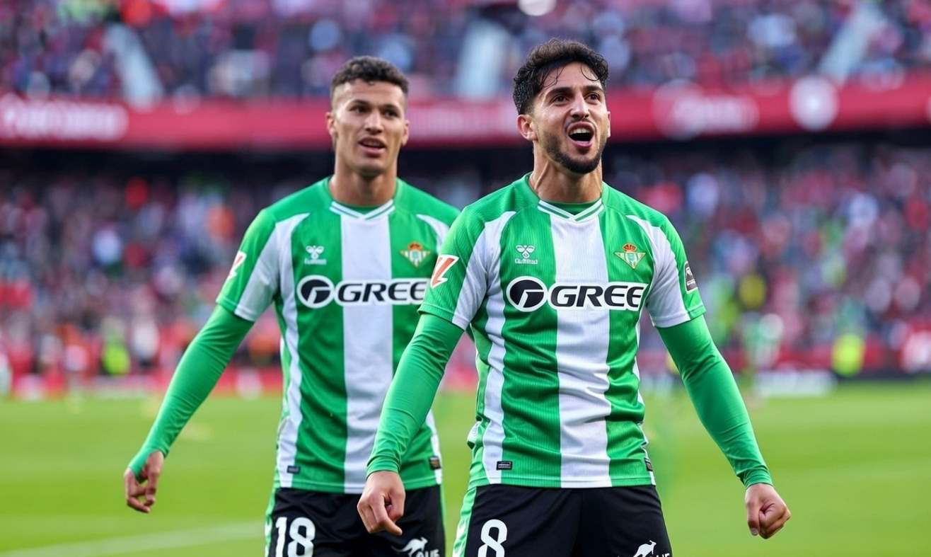 Игроки Бетиса празднуют гол