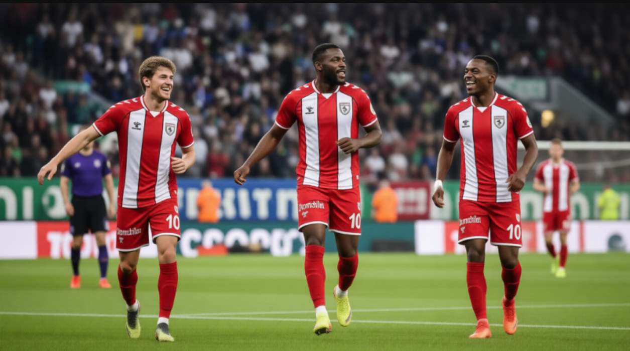 Игроки Самсунспора празднуют гол