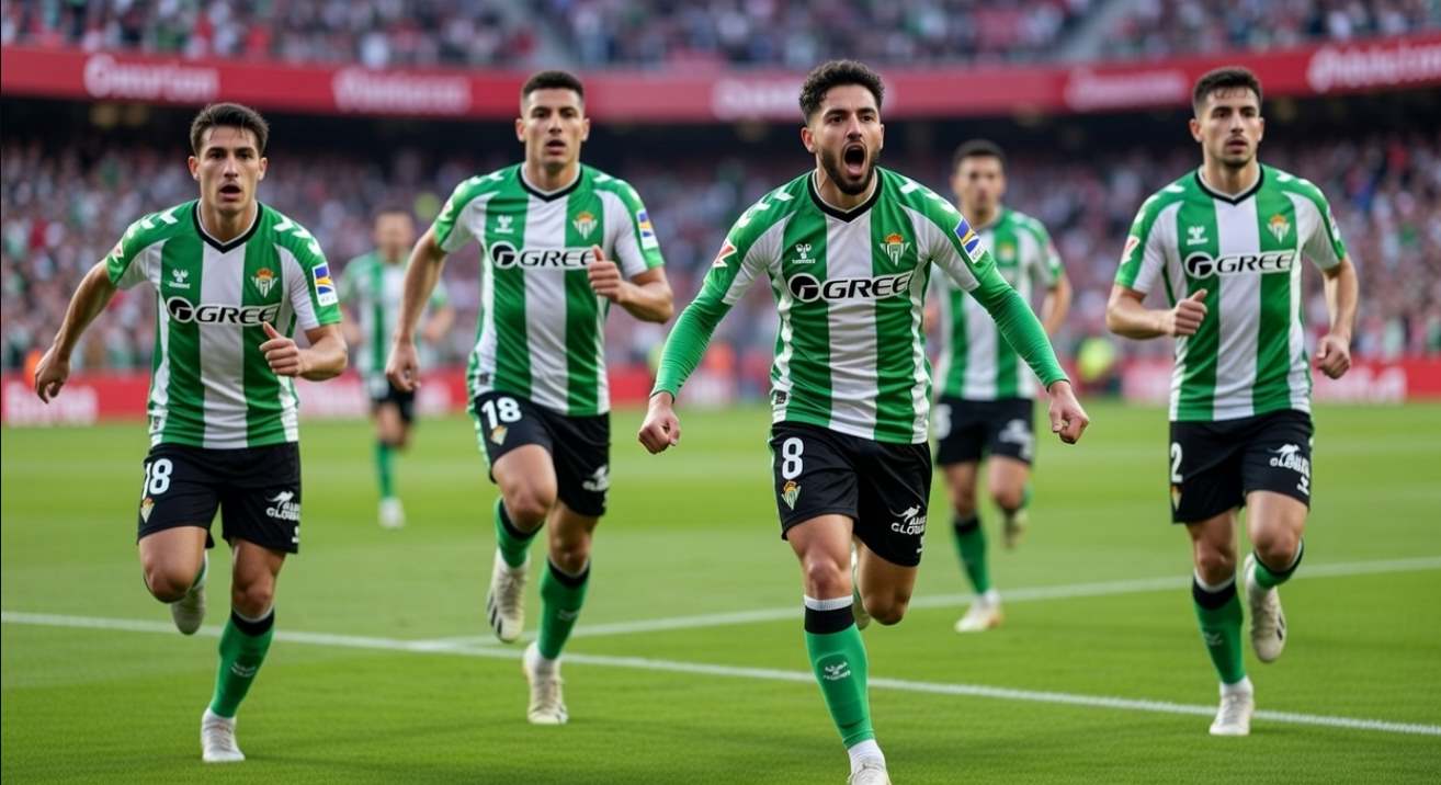 Игроки Бетиса празднуют гол