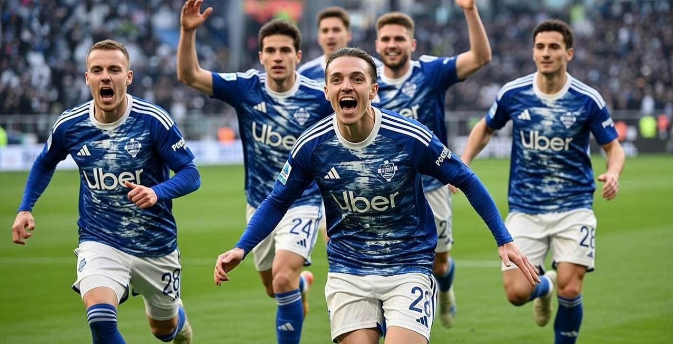 Игроки Комо празднуют гол