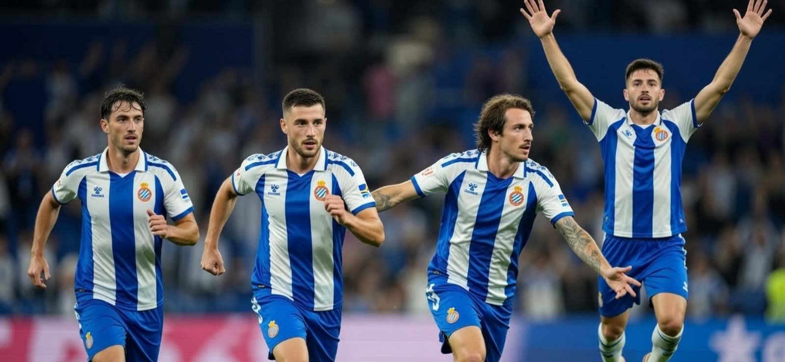 Игроки Эспаньола празднуют гол