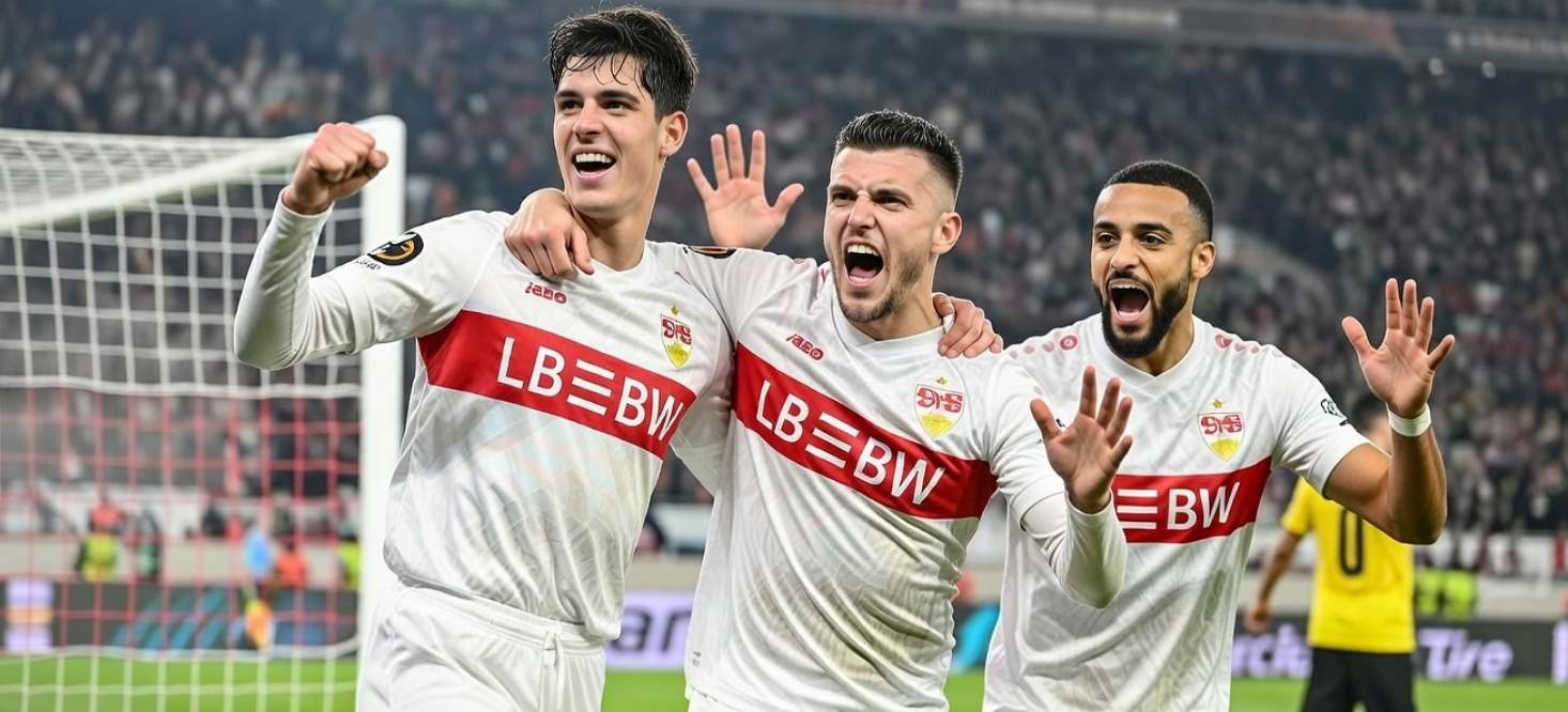 Игроки Штутгарта празднуют гол