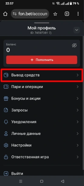 Вывод средств