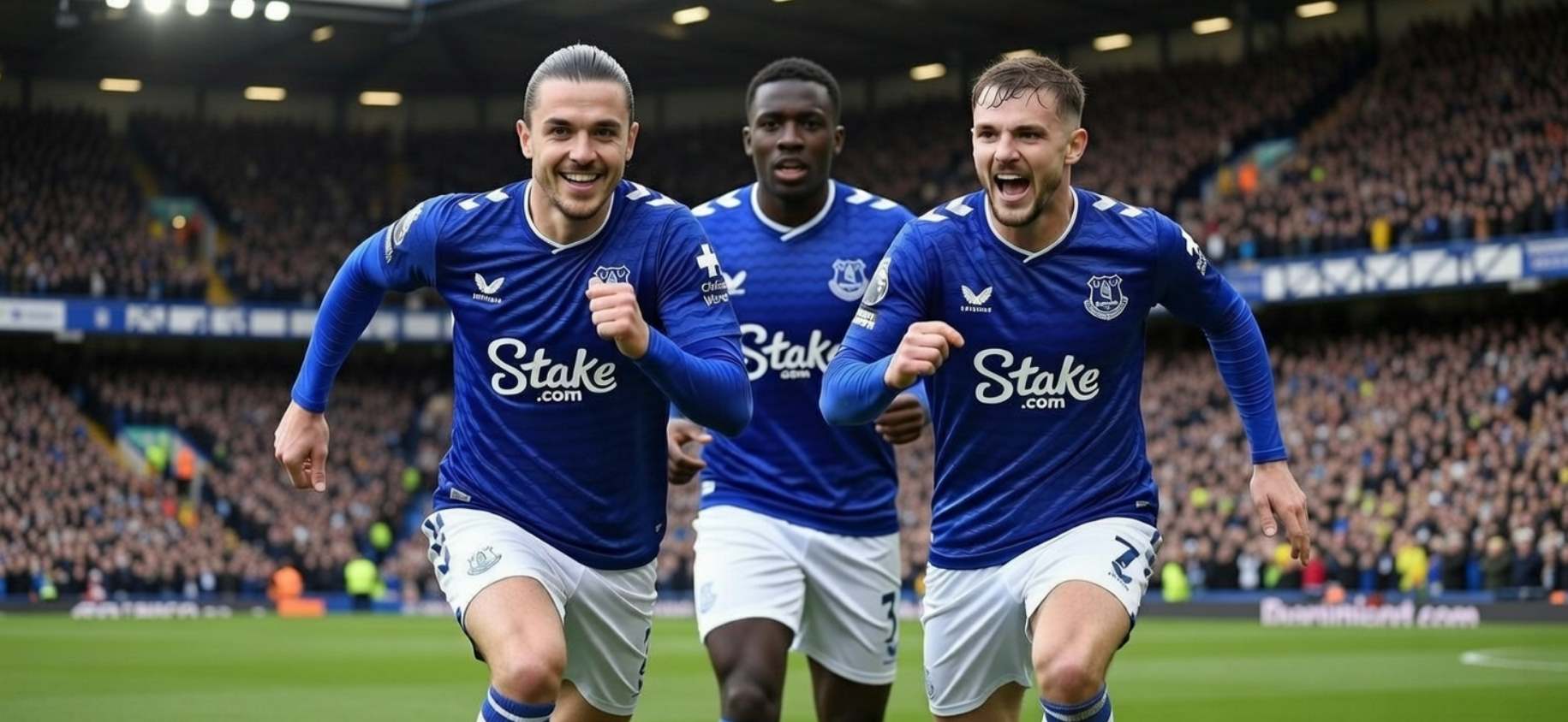 Игроки Эвертона празднуют гол