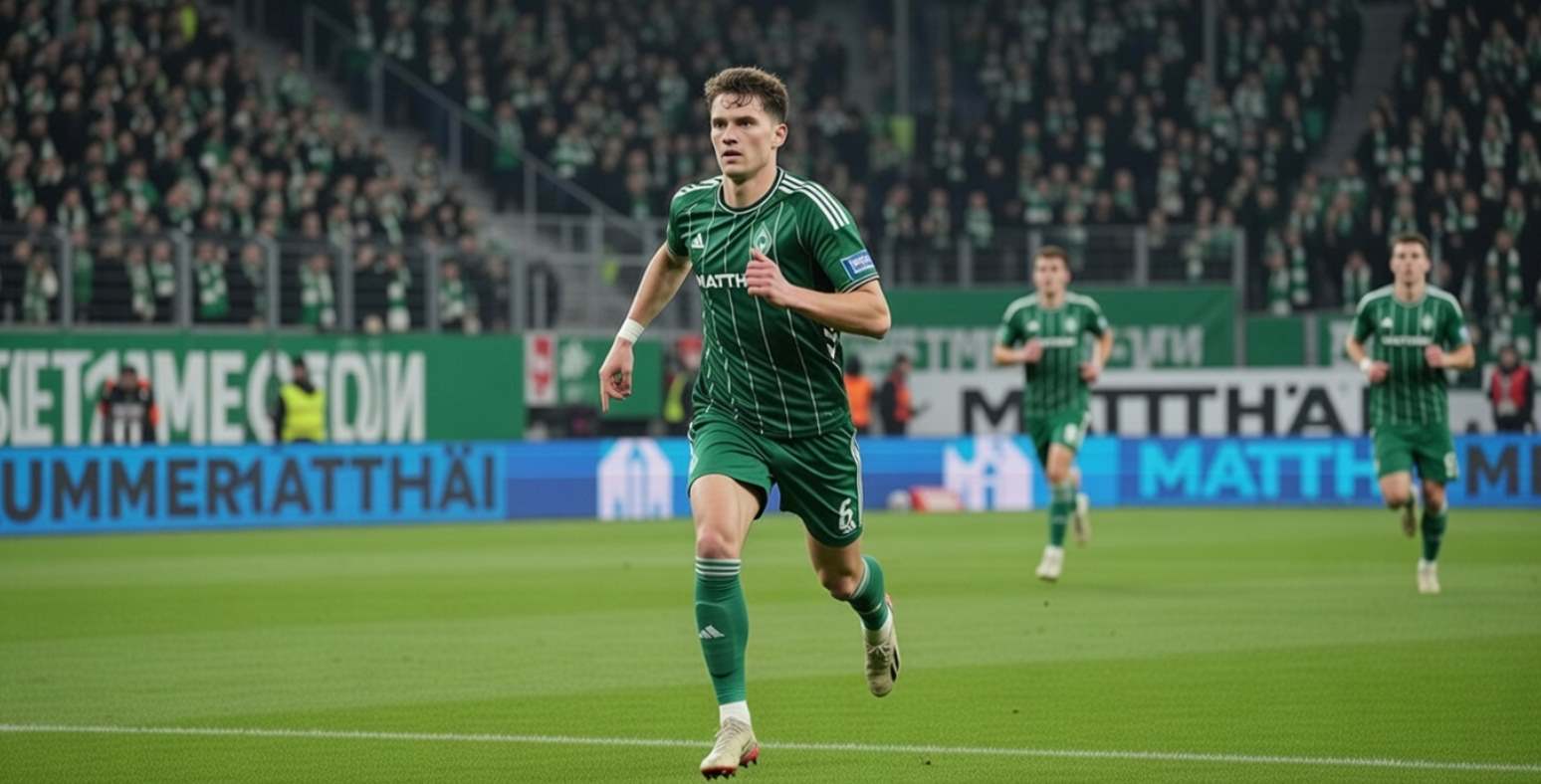 Игроки Вердера бегут праздновать забитый гол 