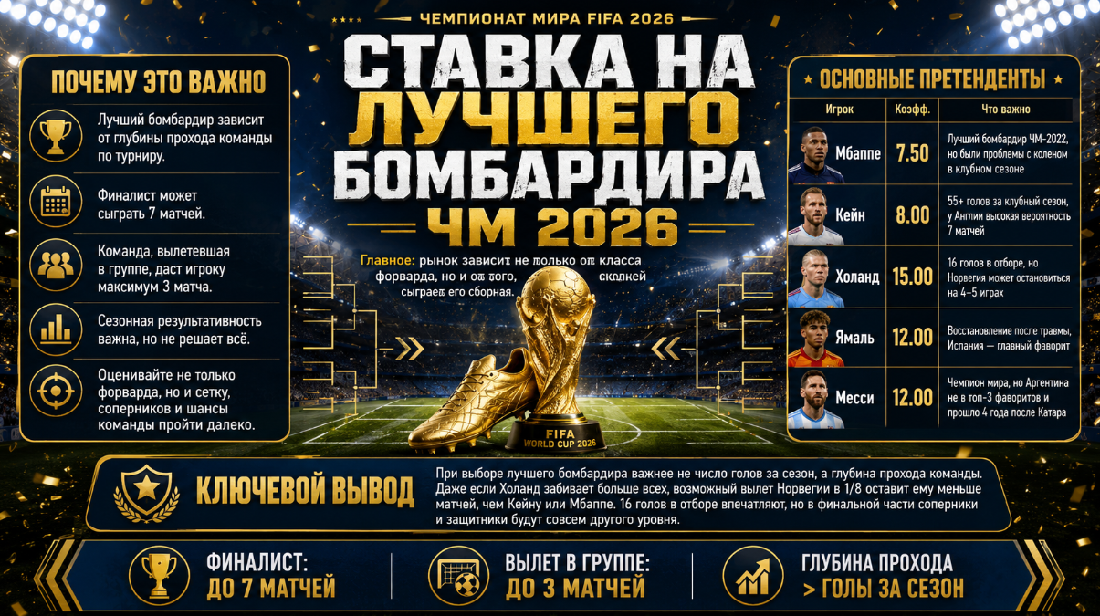 Ставка на лучшего бомбардира ЧМ 2026