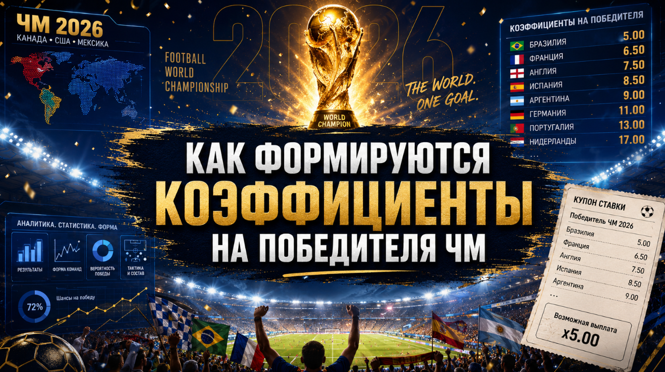 Коэффициенты на победителя ЧМ-2026 - как формируются