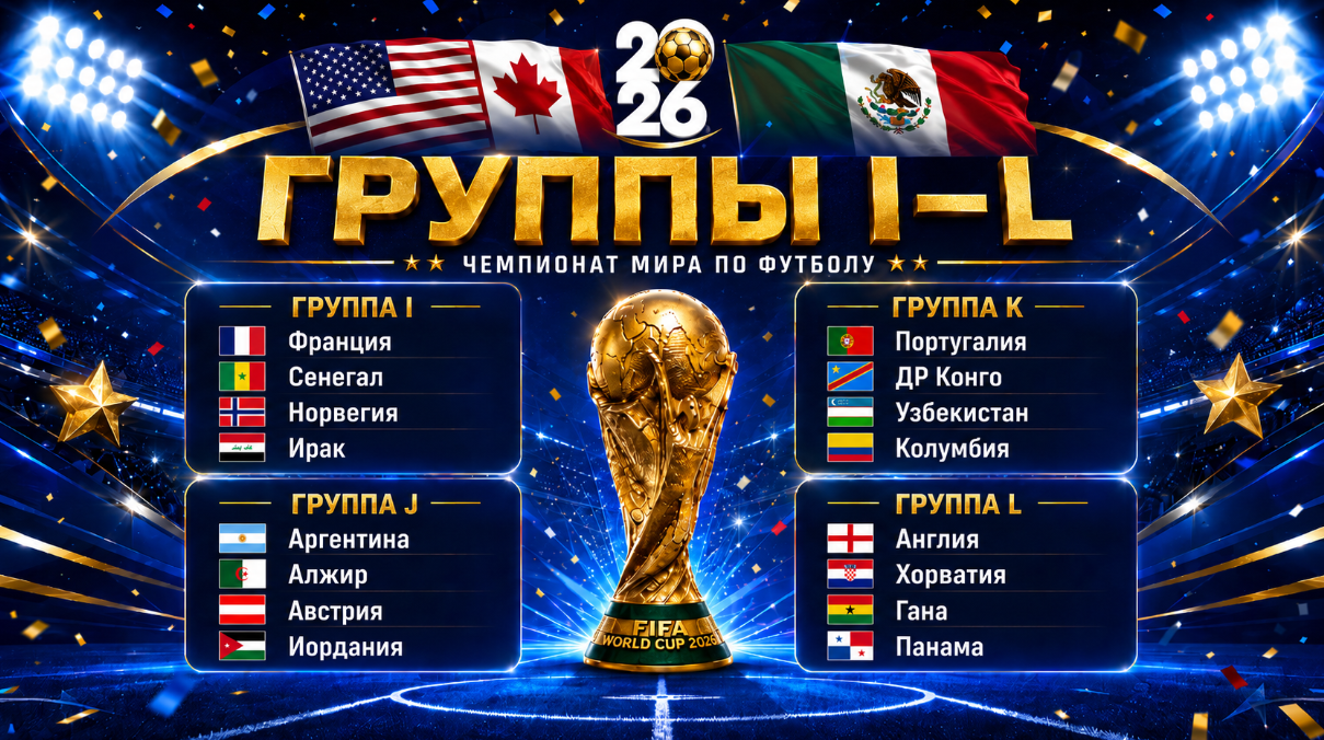 Группы I, J, K, L на чемпионате мира по футболу 2026 - состав команд