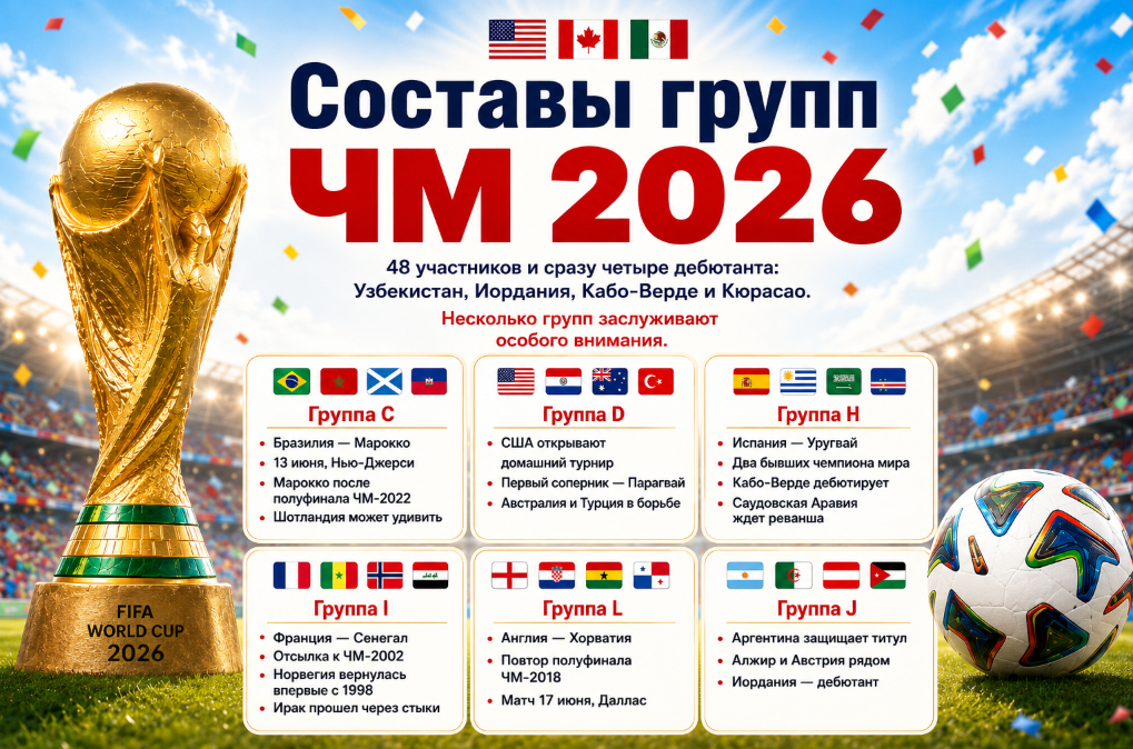 Составы групп ЧМ 2026 - на что стоит обратить внимание