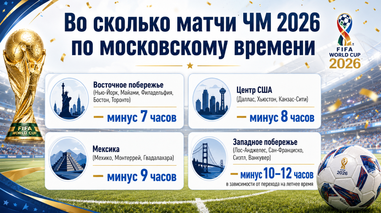 Во сколько матчи ЧМ 2026 по московскому времени