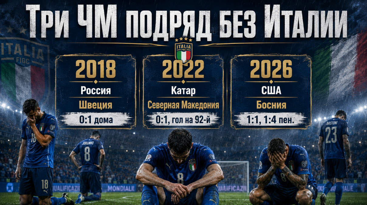 Италия пропускает 3 чемпионата мира по футболу подряд