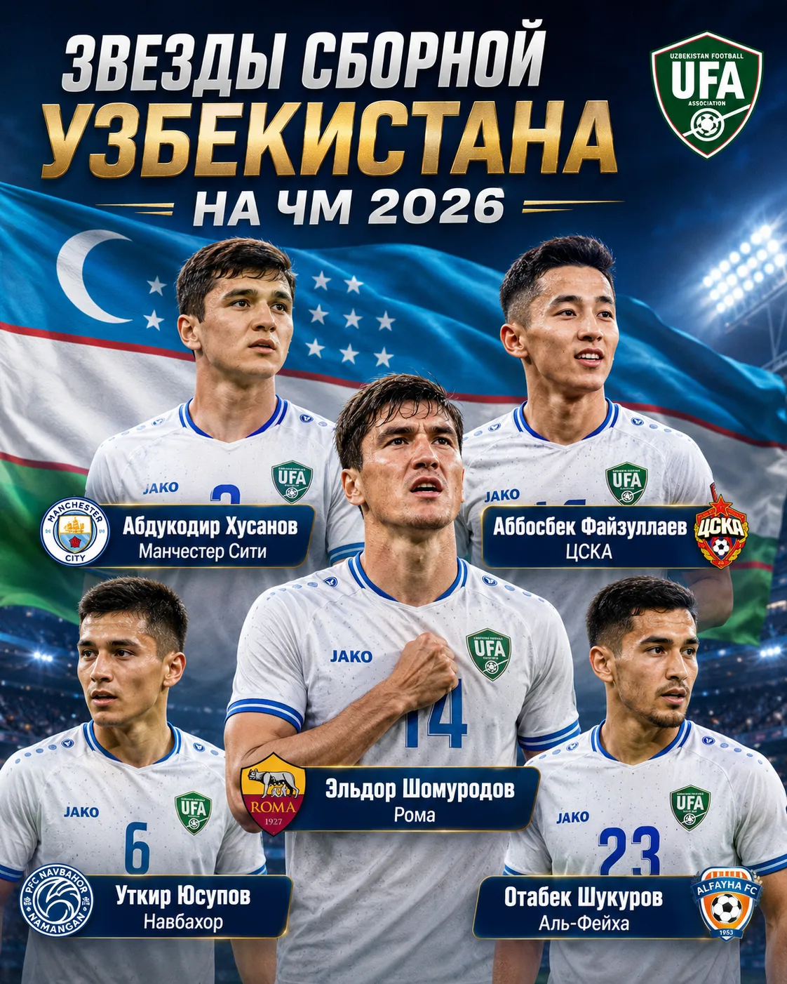 Звезды сборной Узбекистана на ЧМ 2026