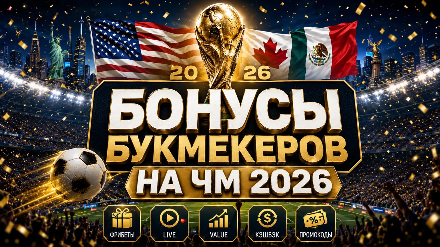 Бонусы букмекерских контор к ЧМ 2026