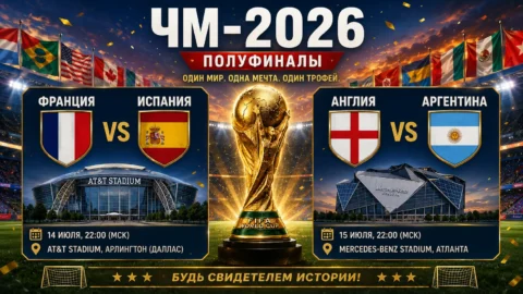 Полуфинал ЧМ 2026 по футболу — дата, время, стадионы,...