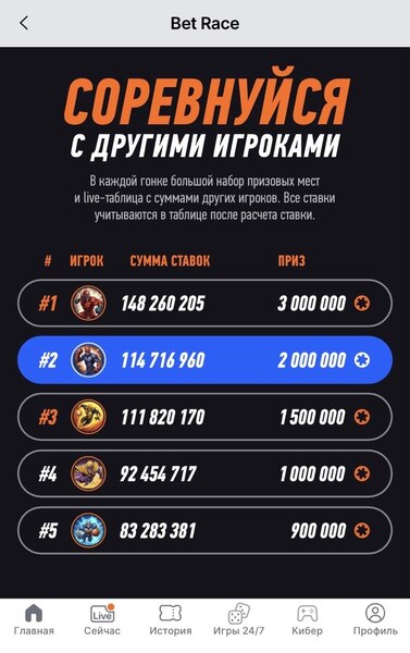 Винлайн турнир экспрессов BetRace с рейтингом участников и фондом 3 000 000 ₽