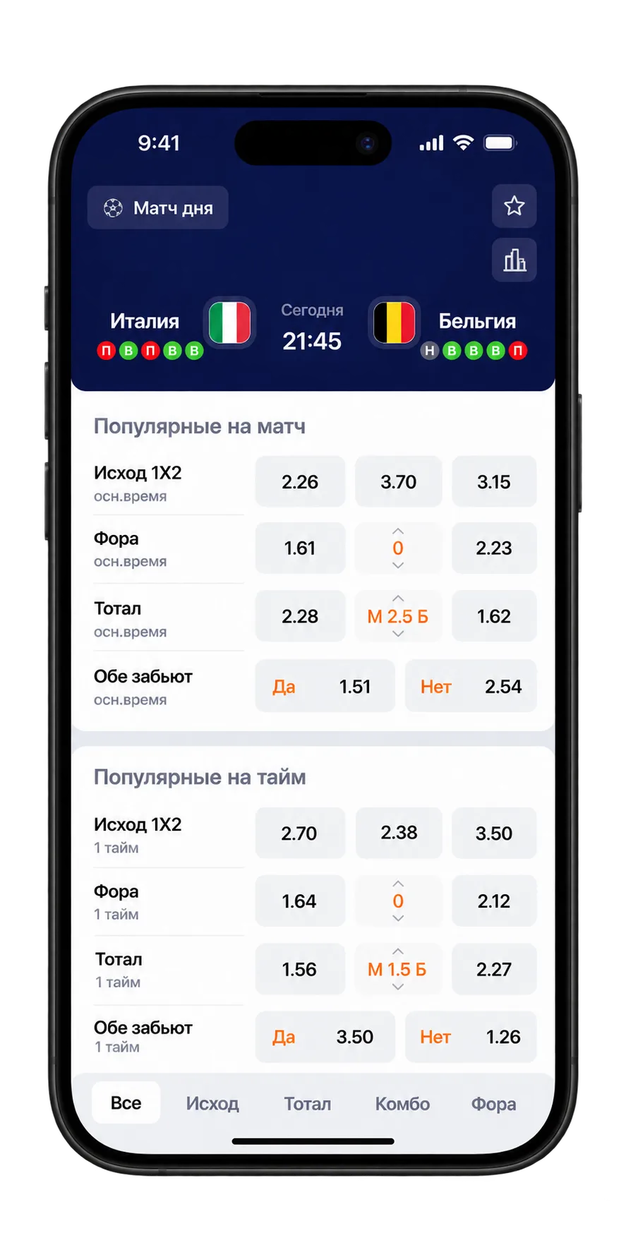 Винлайн фрибеты за ставки на сборные — пример ставки BetRace